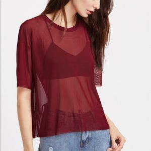 Sheer Red See Thru Top